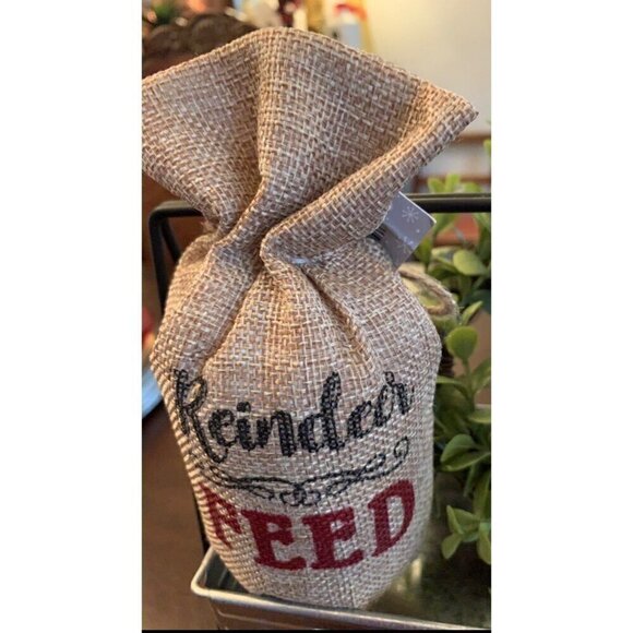 Christmas Reindeer Feed Sack Buffalo Check Set Rustic Farmhouse Holiday Decor - Picture 5 of 11